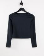 Asos 4505 Long Sleeve Top With Cut Out Detail-black