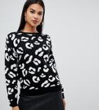 Boohoo Exclusive Leopard Sweater In Black - Black