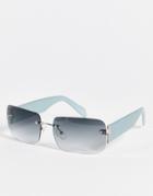 Asos Design 90s Rimless Mid Square Sunglasses With Light Smoke Lens-silver