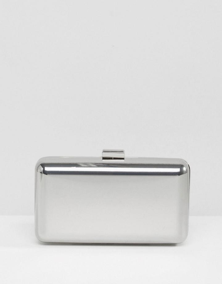 Asos Metallic Box Clutch Bag - Silver