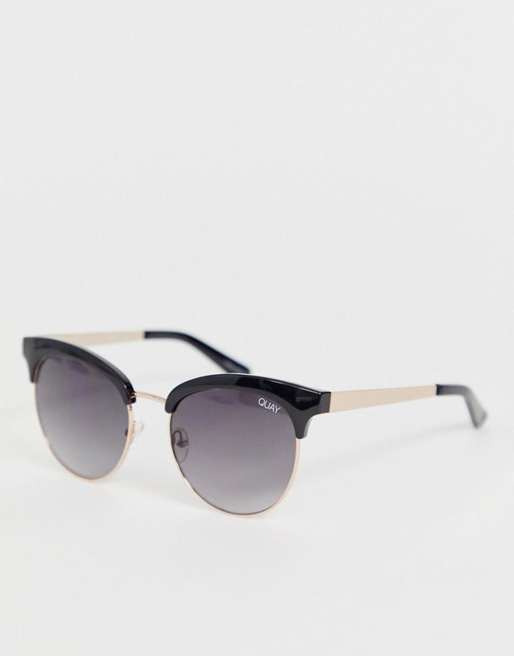 Quay Australia Cherry Round Sunglasses In Black - Black