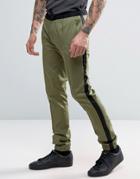 Asos Super Skinny Smart Tuxedo Joggers In Khaki - Green