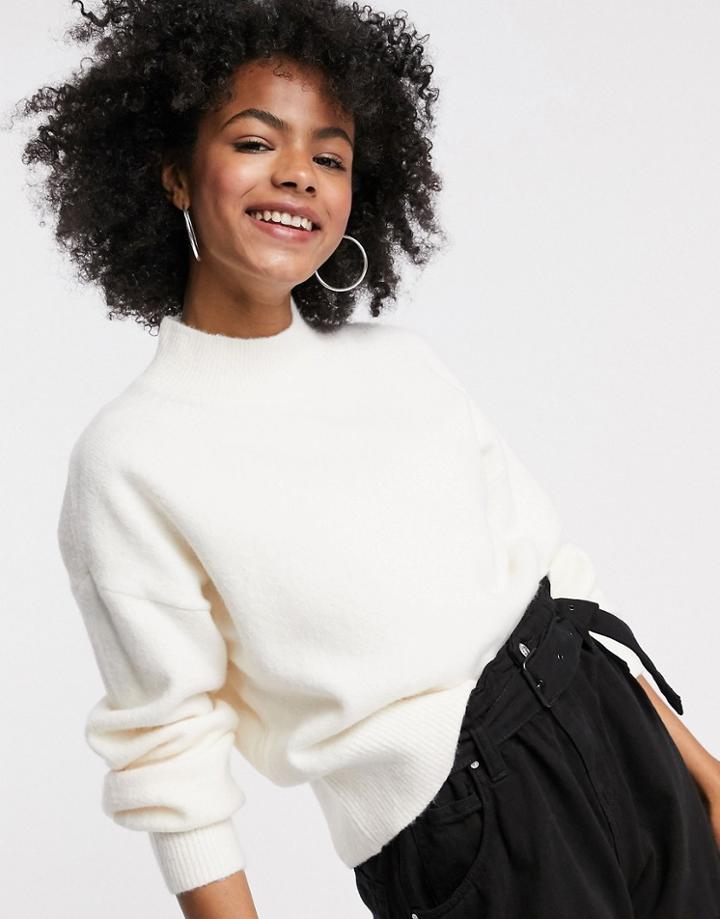 & Other Stories Mock Neck Sweater In Off White