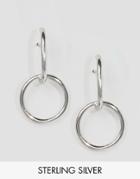 Lavish Alice Sterling Silver Inset Hoop Earrings - Silver