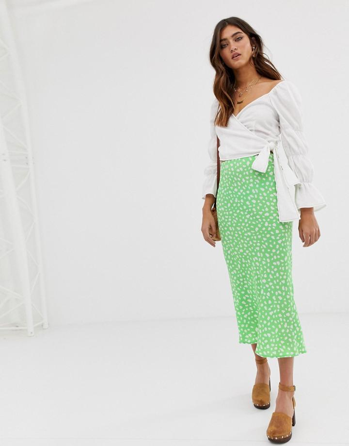 Moon River Fitted Midi Skirt - Green