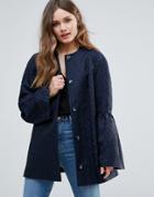Helene Berman Trumpet Sleeve Conceled Front Jacket - Navy