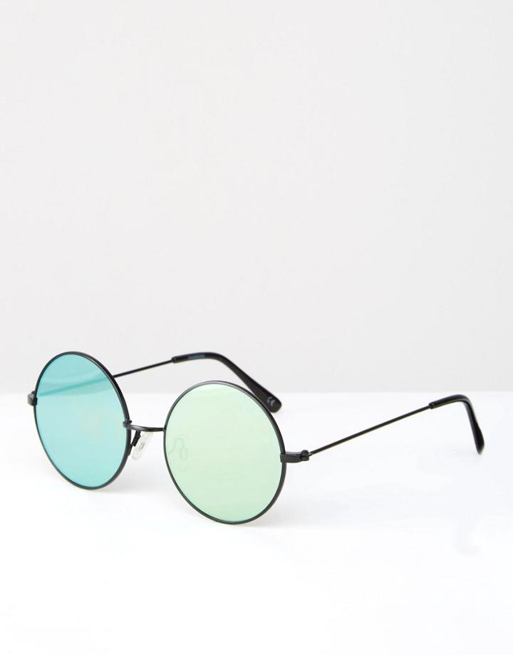 Asos Flat Lens Round Sunglasses - Black
