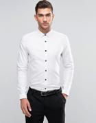 Asos Oxford Shirt In White With Contrast Buttons In Regular Fit - Whit