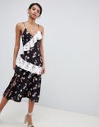 Keepsake Scattered Floral Midi Dress-black