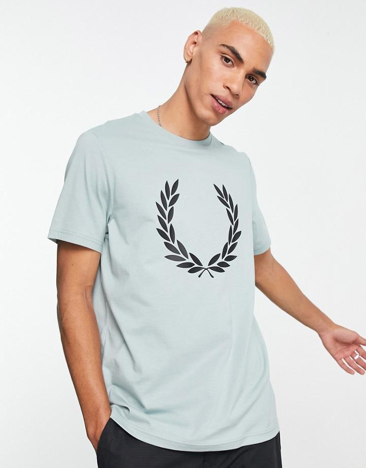 Fred Perry Large Laurel Wreath Print T-shirt In Blue