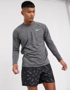 Nike Swimming Long Sleeve Hydroguard Top In Black