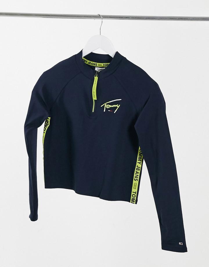Tommy Jeans Zip Up Crop Top In Blue