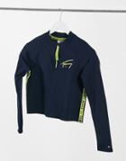 Tommy Jeans Zip Up Crop Top In Blue