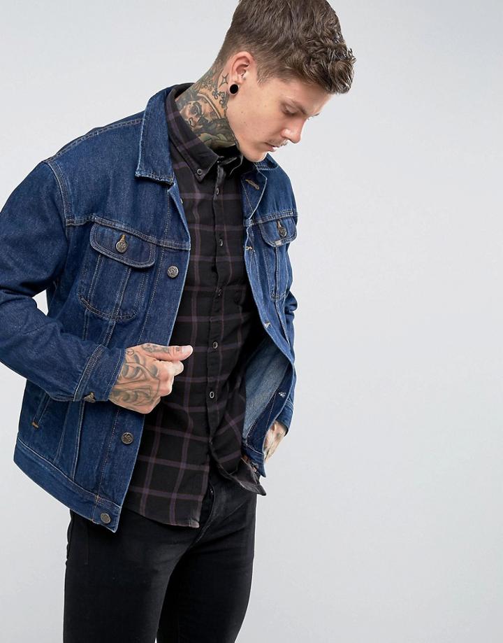 Lee Oversized Rider Jacket Dark Wash Rigid Denim - Blue