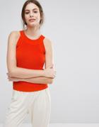 Selected Knitted Cut Out Top - Red