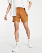 Asos Design Lounge Textured Short In Brown-gray