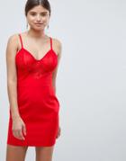Missguided Lace Bodice Dress - Red