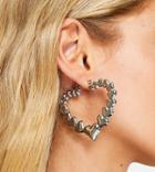 Reclaimed Vintage Inspired Heart Hoop Earrings-silver