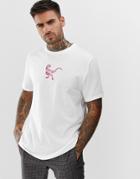 Asos Design Organic Cotton Relaxed T-shirt With Dinosaur Embroidery - White