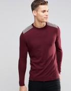 Asos Cotton Sweater With Shoulder Patches - Red