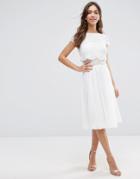 Asos Crop Top Lace Midi Dress - White