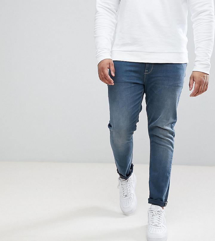 Asos Plus Skinny Jeans In Smokey Blue Wash - Blue