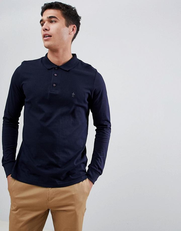 French Connection Long Sleeve Jersey Logo Polo Shirt