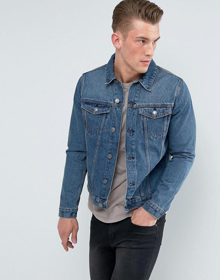 New Look Denim Jacket In Mid Wash - Blue