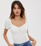 Only Polka Dot Volume Sleeve Top With Cup Detail