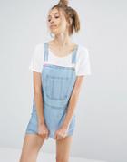 Local Heroes T-shirt Dress With Denim Pinafore Print - Blue