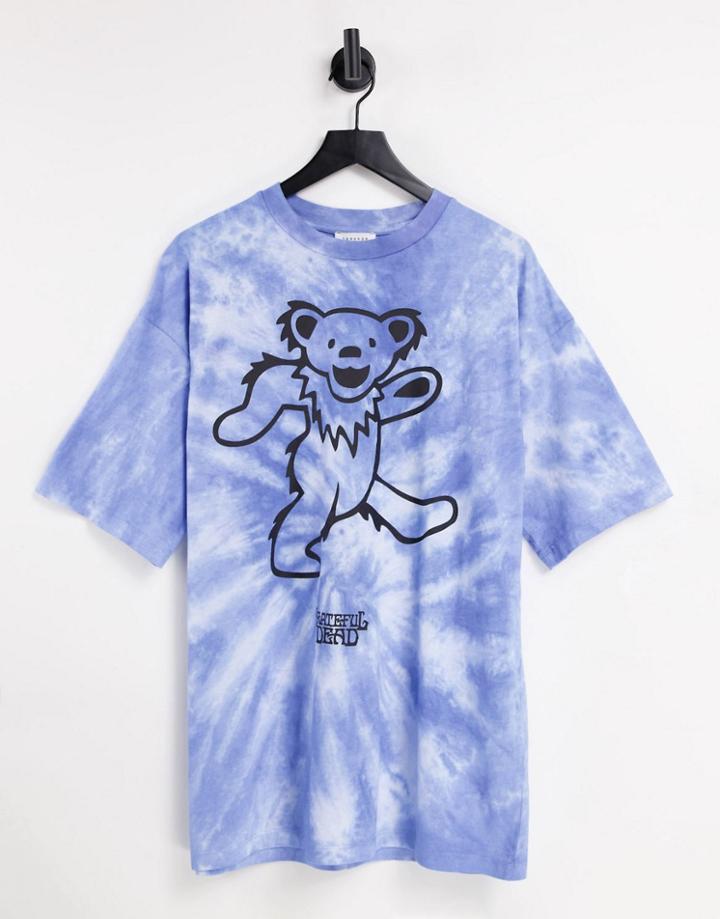 Topshop Grateful Dead Oversized T-shirt In Blue-blues