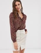 Only Chiffon Paisley Print Boxy Blouse-black
