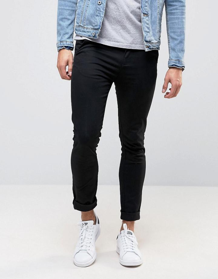New Look Skinny Chinos In Black - Black