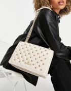 Love Moschino Studded Chain Shoulder Bag In Cream-red