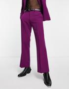 Asos Design Flare Suit Pants In Aubergine-purple