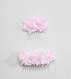 Asos Pack Of 2 Pastel Pink Flower Hair Combs - Pink
