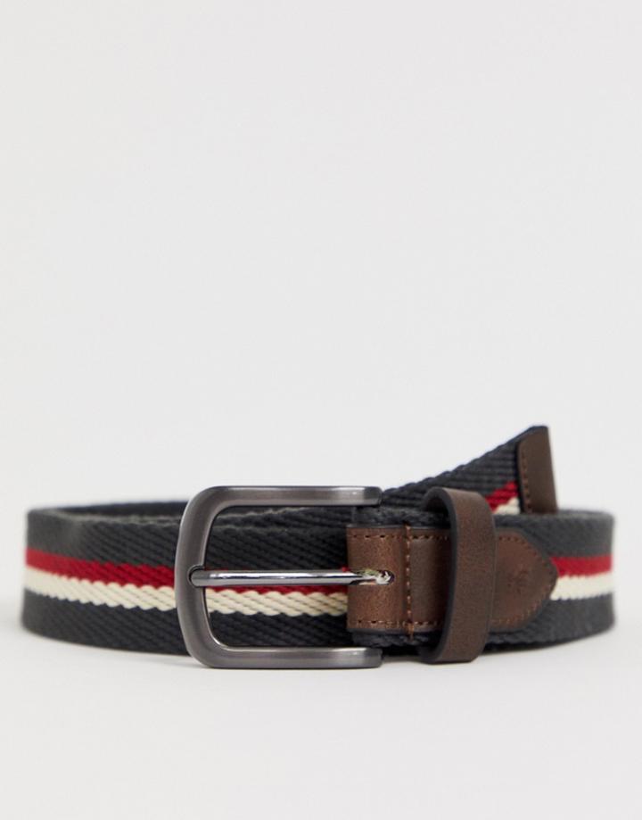 Original Penguin Stripe Webbing Belt In Gray - Gray