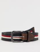 Original Penguin Stripe Webbing Belt In Gray - Gray