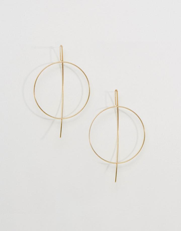 Asos Fine Open Hoop Through Earrings - Gold
