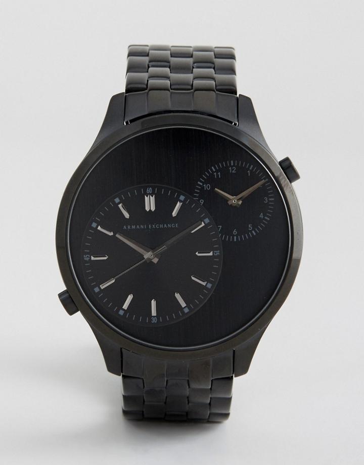 Armani Exchange Ax2161 Dual Time Bracelet Watch In Black - Black
