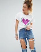 Love Moschino Glitter Heart T-shirt - White
