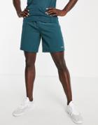 Asos 4505 Icon Training Shorts In Mid Length In Teal-green