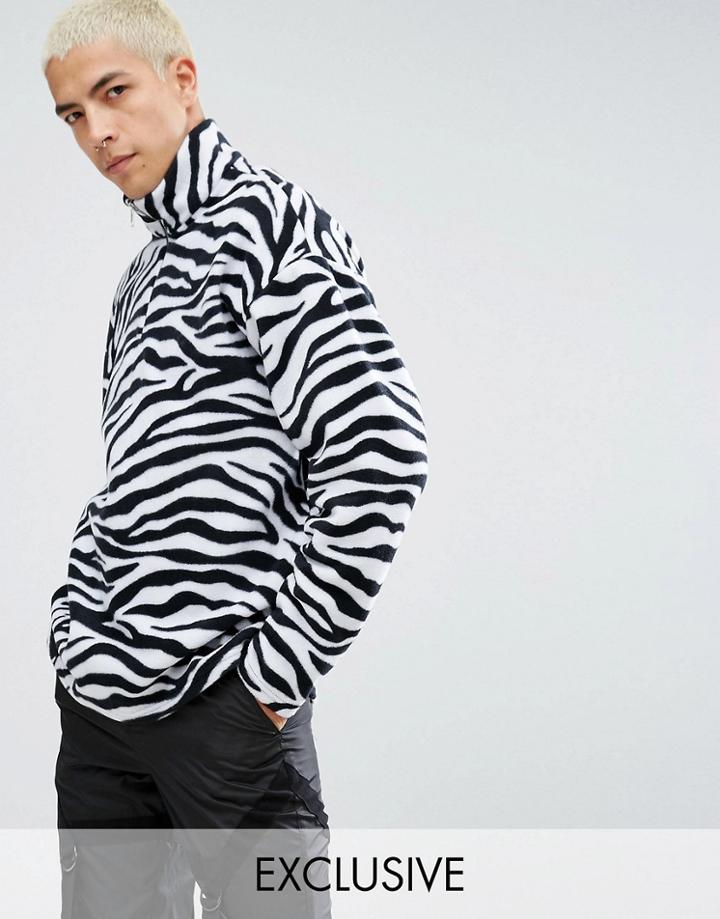 Reclaimed Vintage Inspired Jacket In White Fleece With Half Zip - White