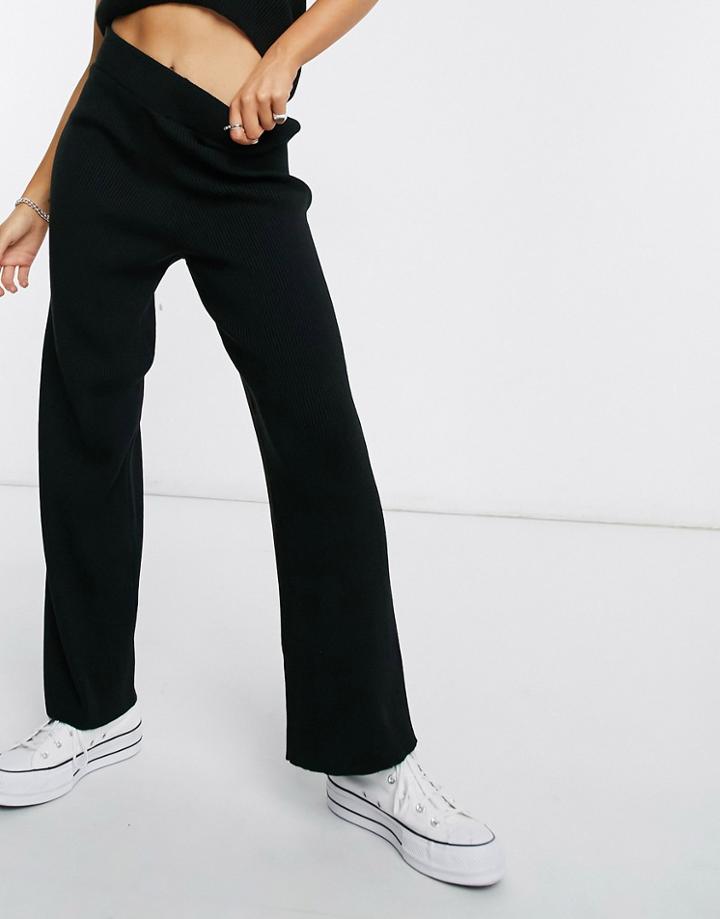 New Look Knit Wide Leg Pants In Black