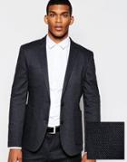 Asos Slim Suit Jacket In Textured Twill - Charcoal