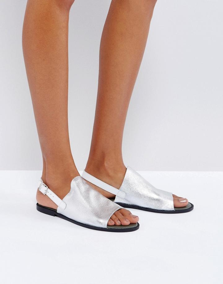 Vero Moda Metallic Ankle Strap Sandals - Silver