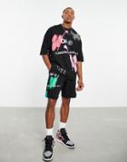 Asos Dark Future Relaxed Short With Logo And Graphic Prints In Black - Part Of A Set