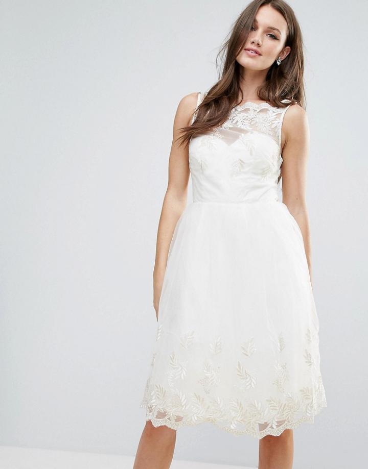 Little Mistress Embroidered Prom Dress - Cream