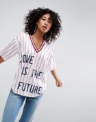 Asos T-shirt With Stripe Love Print - Multi