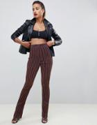 Asos Design Flare Pants In Glitter Rainbow Stripe-multi